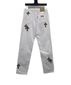 Chrome Heart White Leopard Cross Jeans