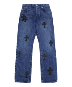 Cross Leather Patches Jeans